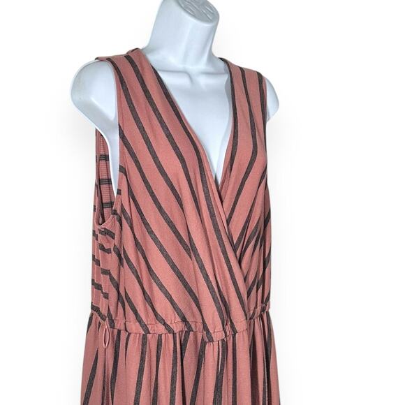 TORRID Textured Knit Wide Leg Jumpsuit Culotte Palazzo Tie Waist Striped Pink 3X - Picture 8 of 13